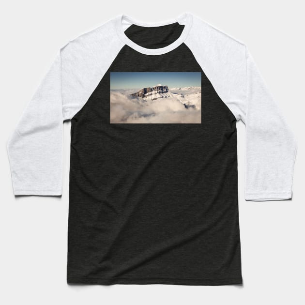 Snow Covered French Mountain Landscape Baseball T-Shirt by mcdonojj